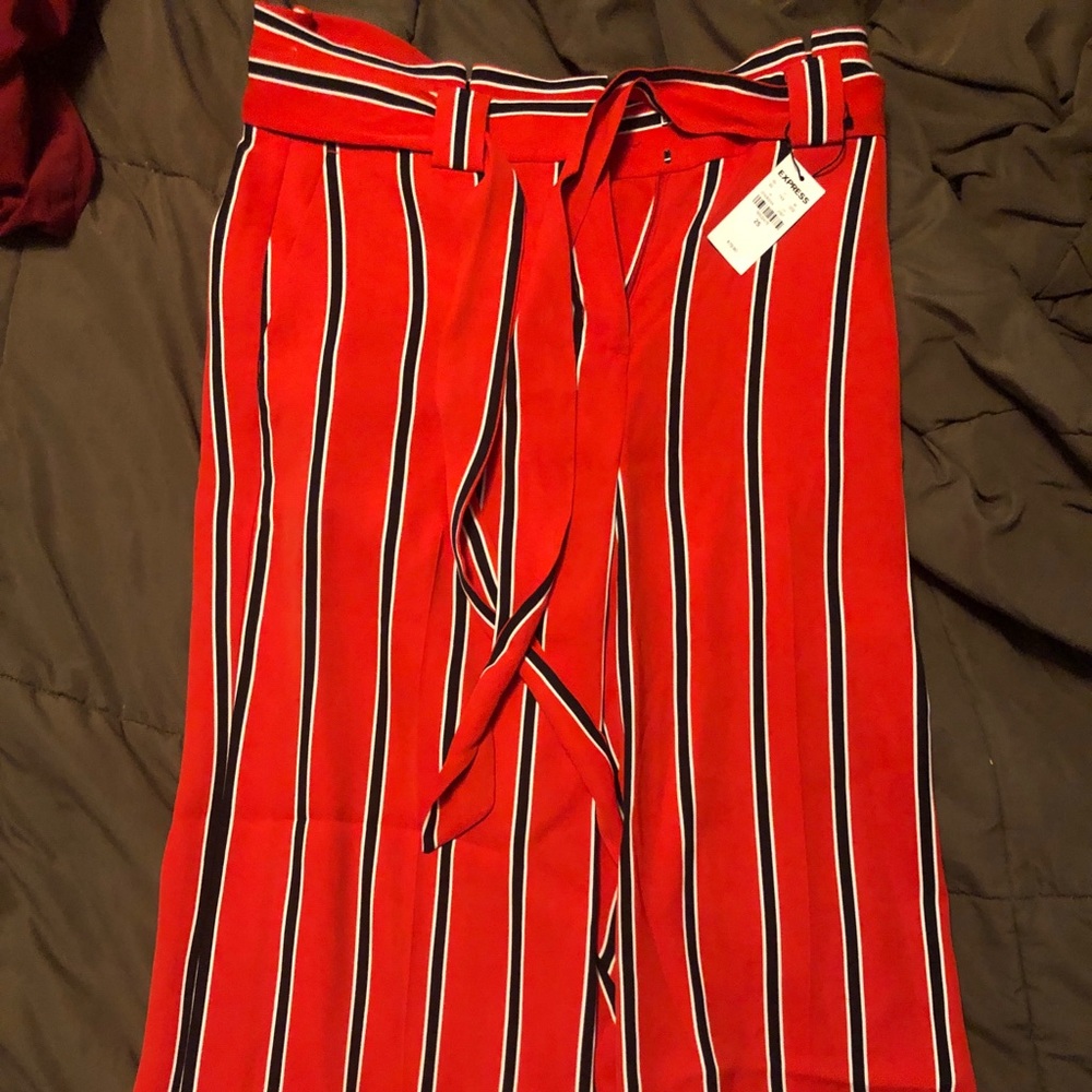 NWT EXPRESS BLACK RED STRIPE PANTS